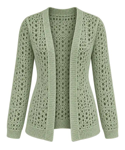 Crochet cardigan in sage
