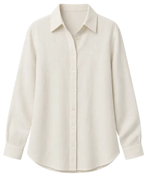 Linen button-down shirt in cream